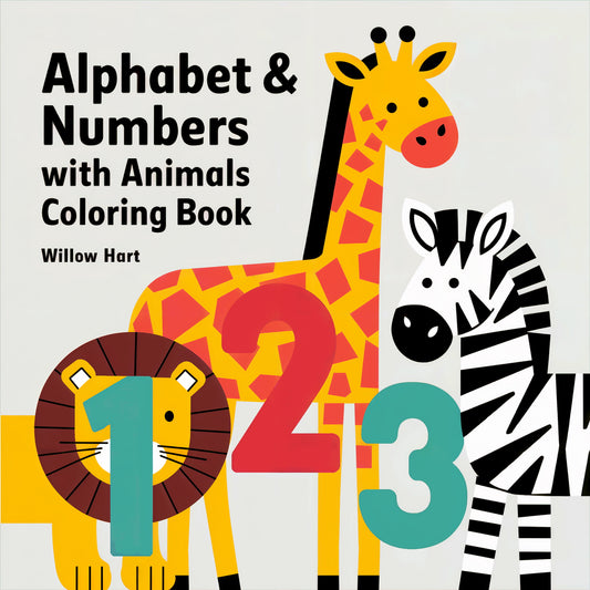 Alphabet & Numbers with Animals Coloring Book: An Animal-Themed Alphabet and Numbers Coloring Book Designed to Teach Kids Letters and Numbers in a Fun Way Paperback by Willow Hart